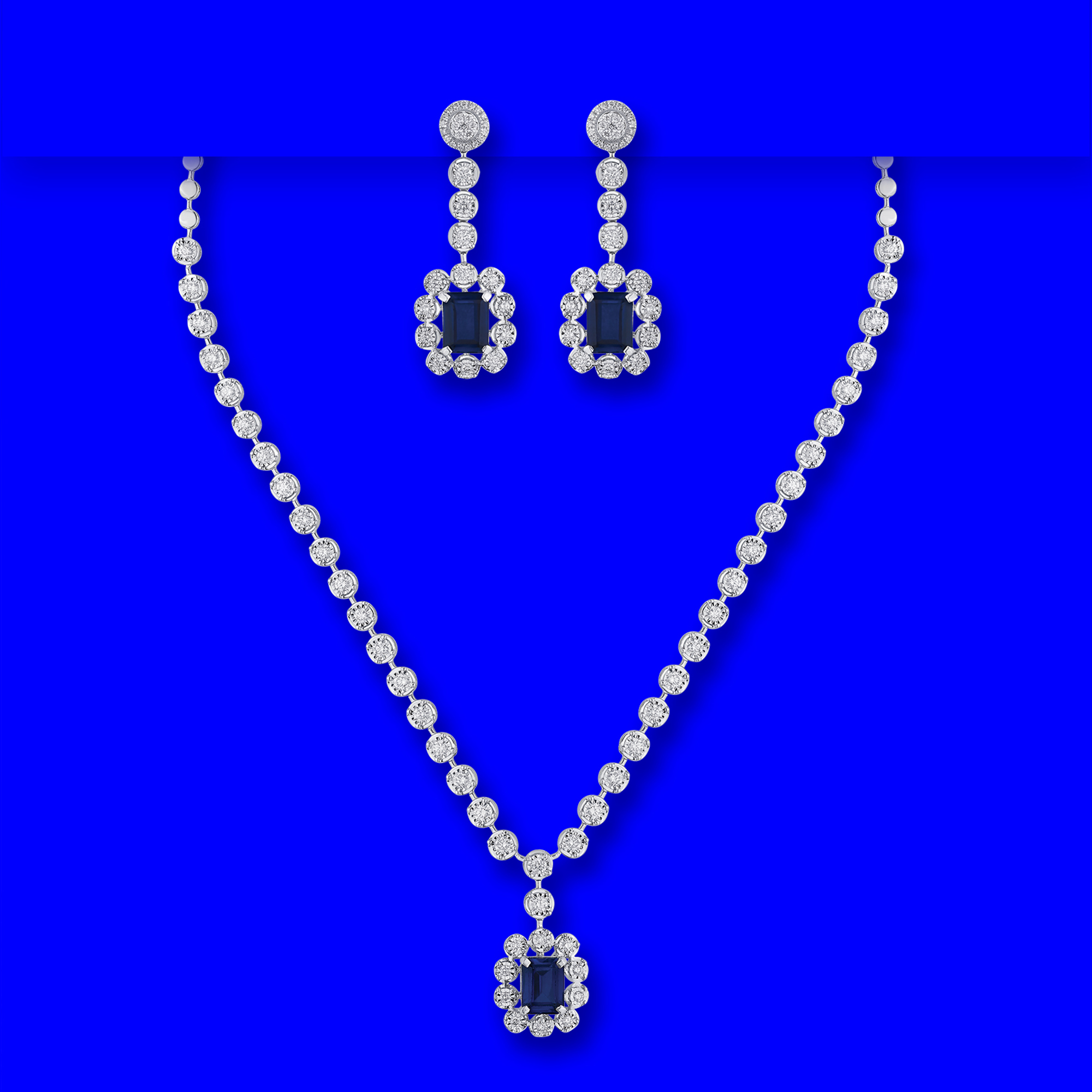 18K WG Diamond Necklace and Earring Set