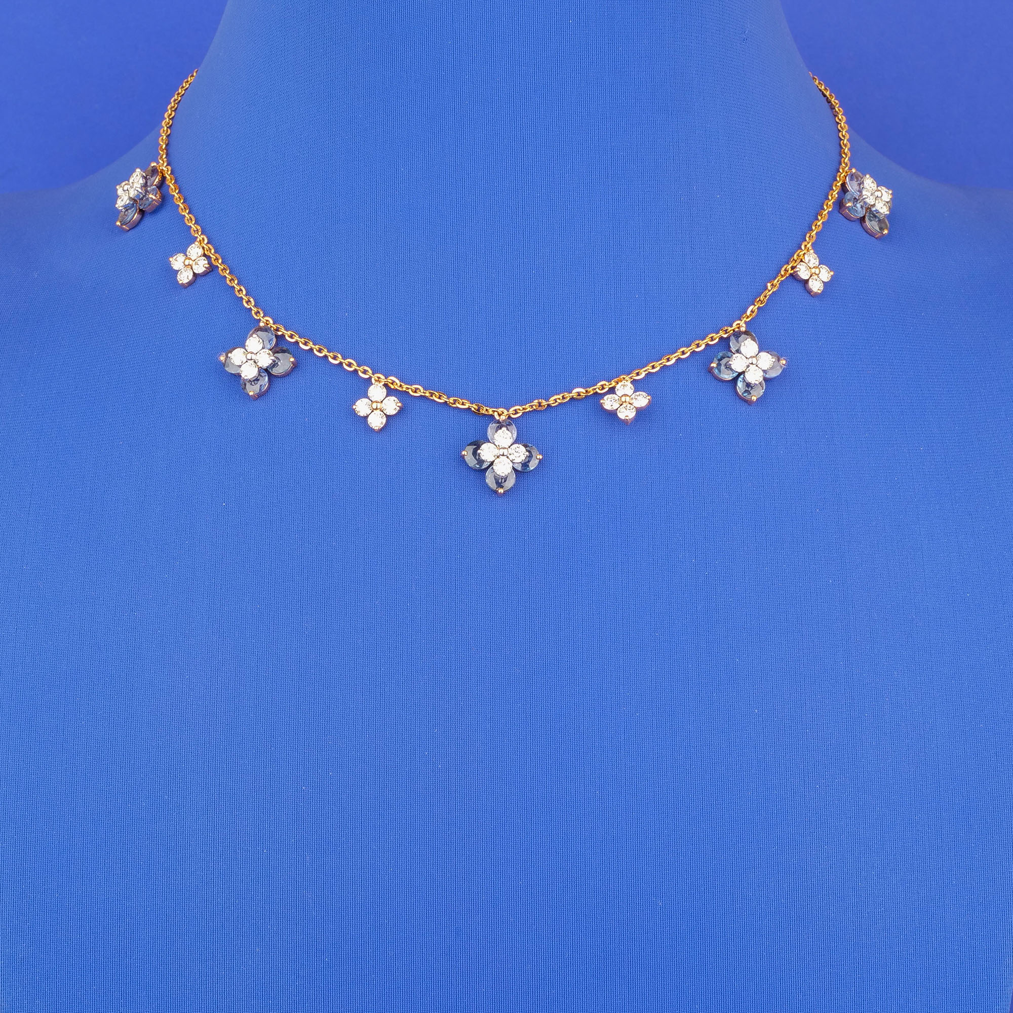 18K RG Diamond Sapphire Necklace