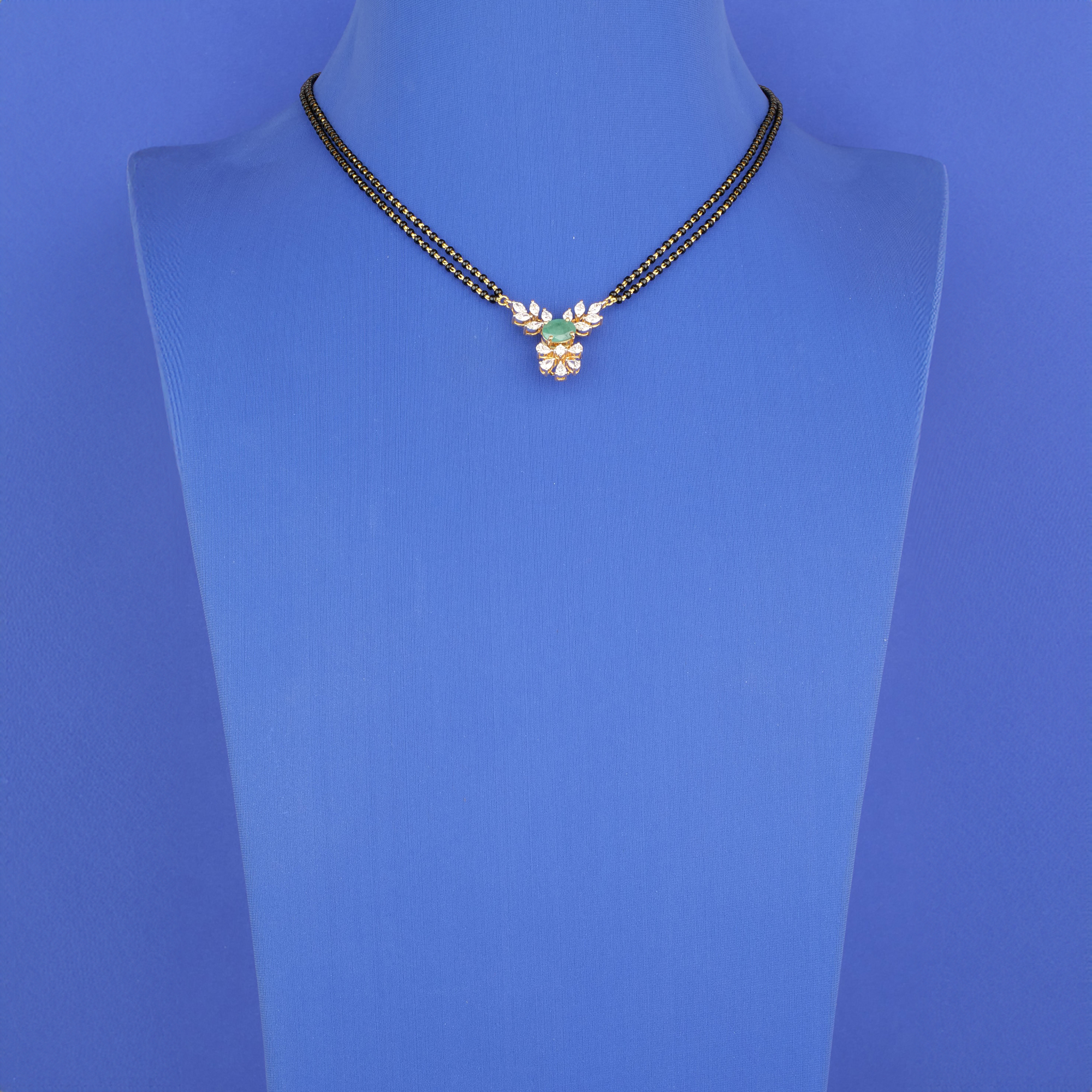 18K YG Diamond Mangalsutra Necklace w/ Jade