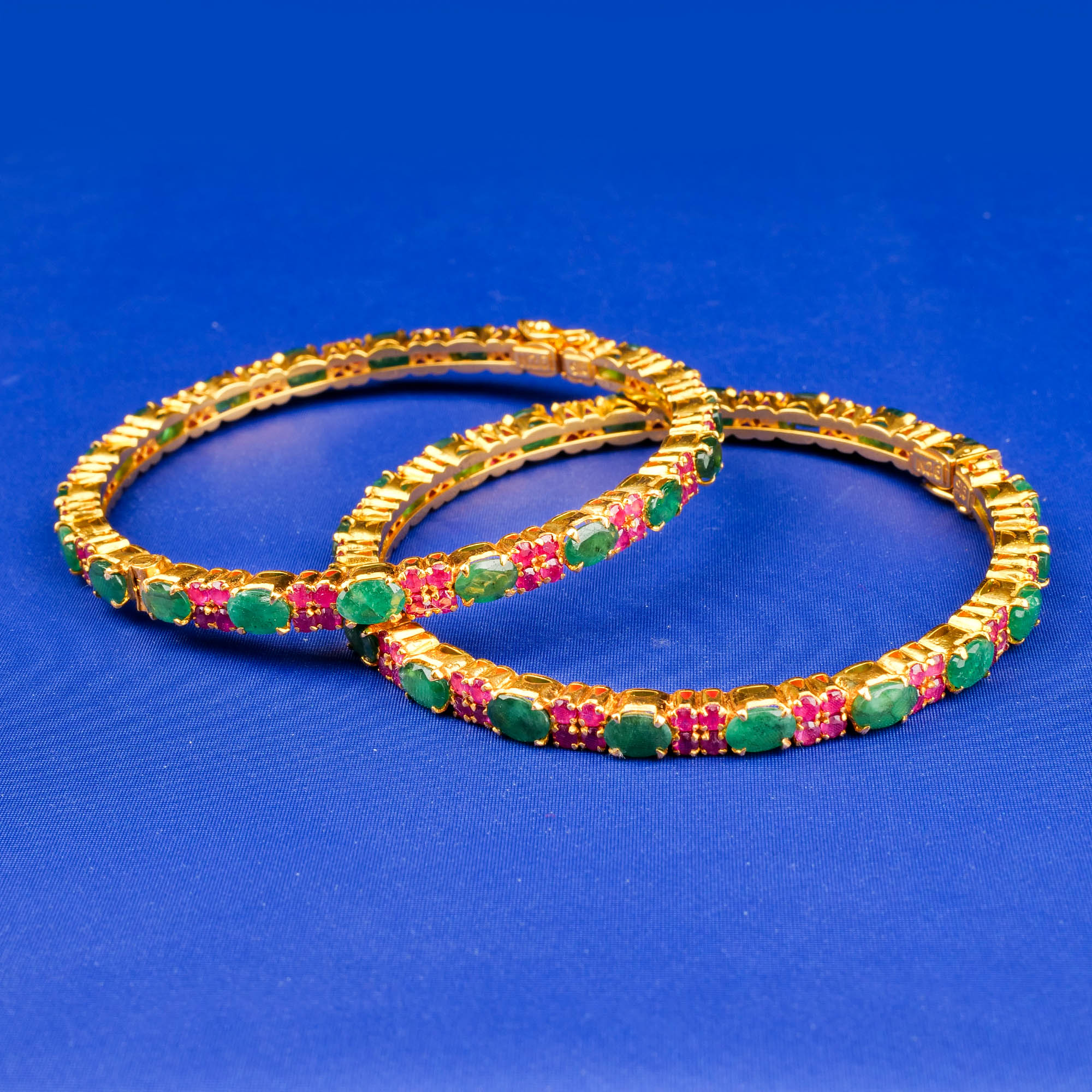22k Gold Ruby and Emerald Bangles
